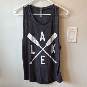Gray Sleeveless Graphic Tank Top